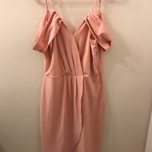 Off the Shoulder Salmon Cocktail Dress